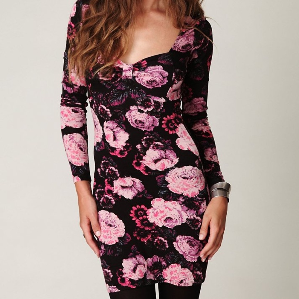 Free People Floral Printed Bodycon Dress